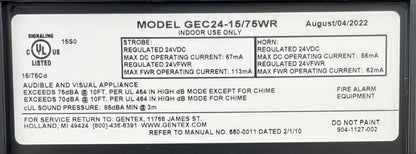 Gentex GEC24-1575WR (904-1127-002) Horn/Strobe - Same Day Shipping (SEALED)