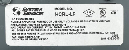 System Sensor HCRL-LF - Same Day Shipping (SEALED)