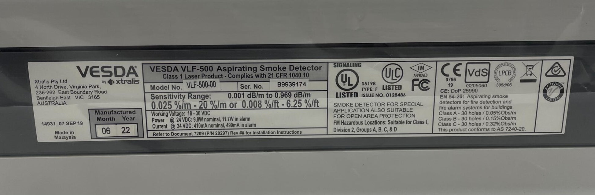 Vesda VLF-500-00 - Same Day Shipping (SEALED)