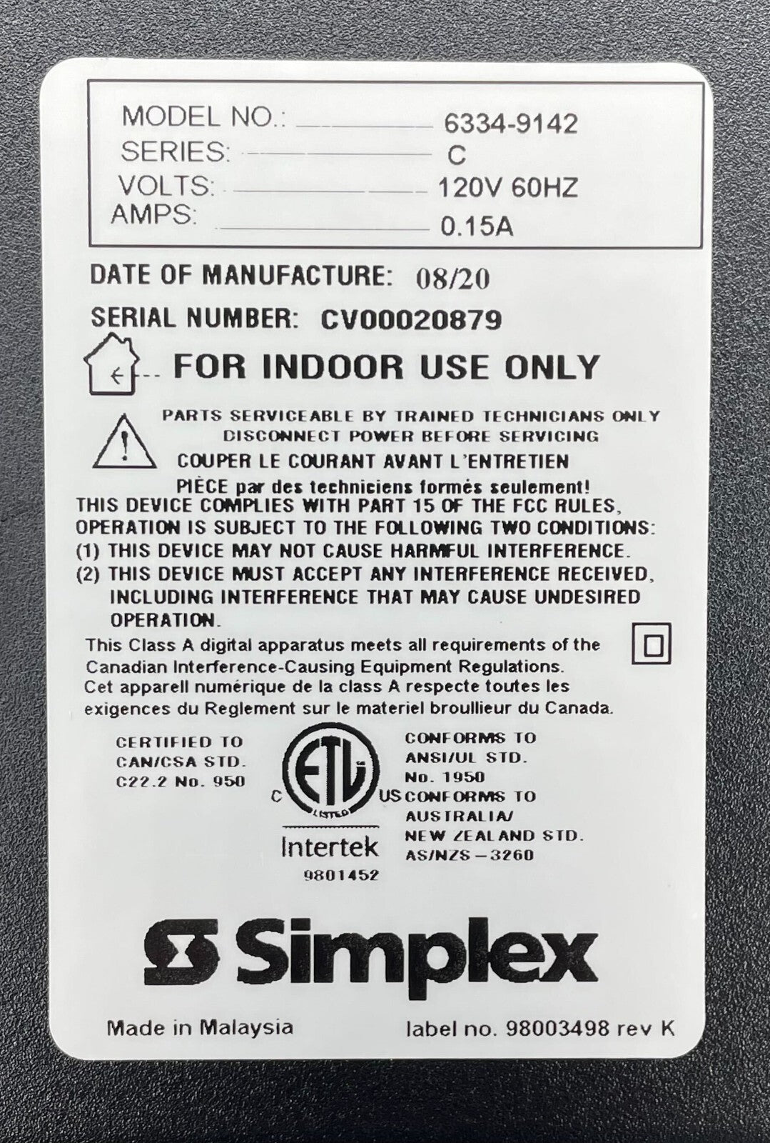 Simplex 6334-9142 - Same Day Shipping (SEALED)