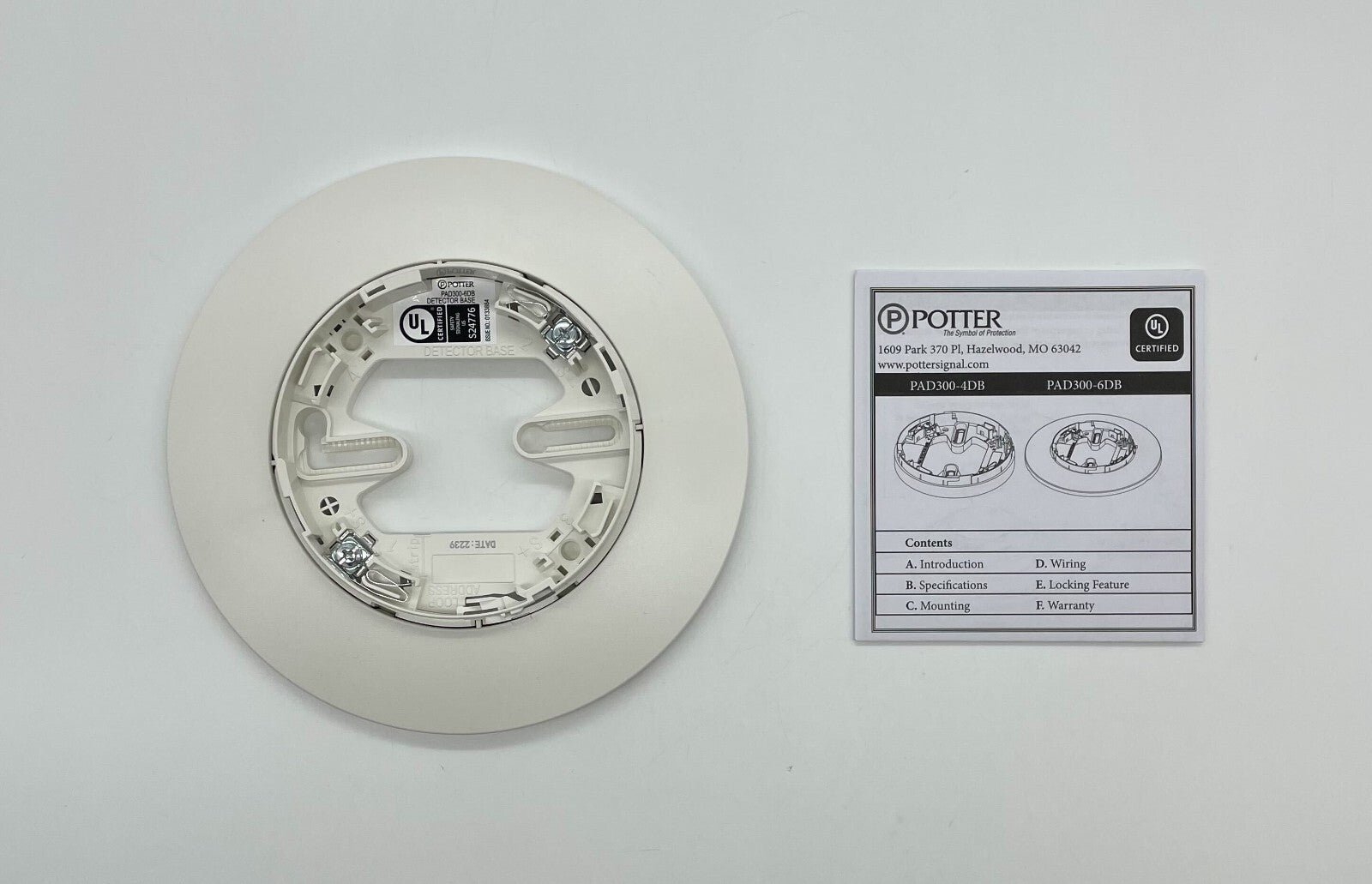 Potter PAD300-6DB 6” Detector Base - Same Day Shipping (SEALED)