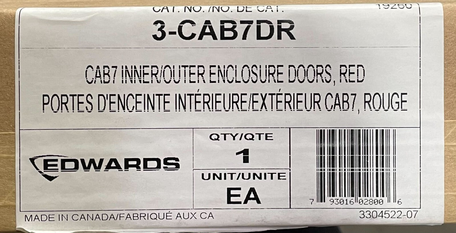 Edwards 3-CAB7DR - Same Day Shipping (SEALED)