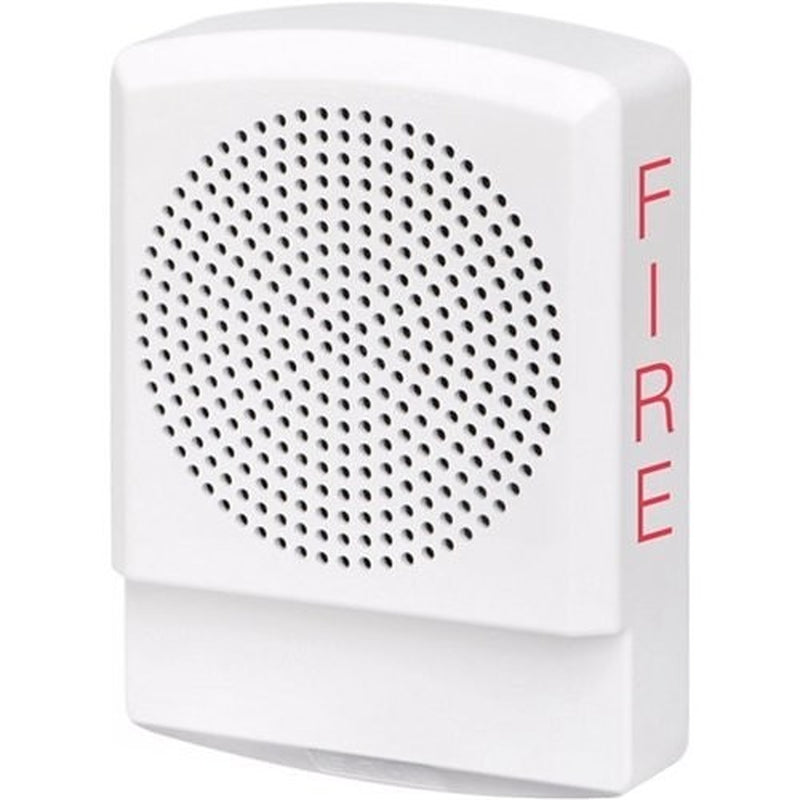 Eaton ELFHNW Wheelock Eluxa Bocina De Baja Frecuencia, Pared, Letras FUEGO, 24V, Blanco